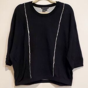 Peace of Cloth Cocoon Drape Dolman Sleeve Top, Black/White, Med, EUC